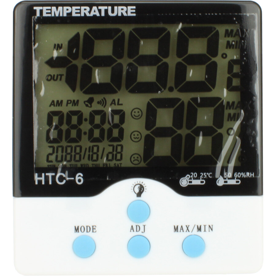 Термометр-гигрометр цифровой HTC-6 комнатный часы будильник, дата - фотография № 4