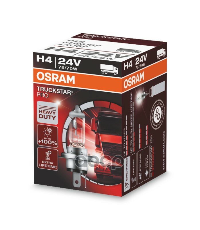 Лампа Osram Truckstar Pro (24v, 75/70w) H4 P43t 64196tsp Osram арт. 64196TSP