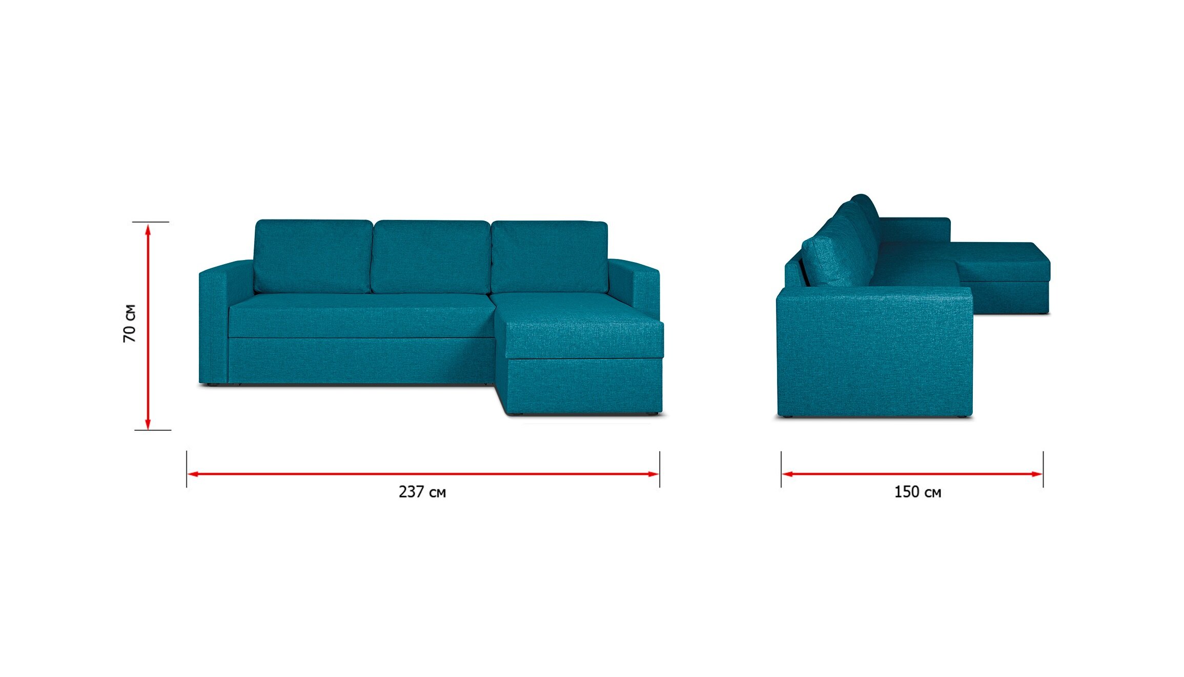 Угловой диван Марибо 237х150х85 см, независимый пружинный блок, механизм дельфин - фотография № 2