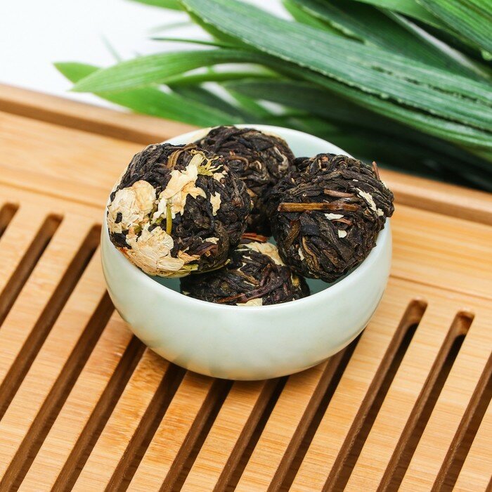 Китайский связанный зеленый чай "Жасмин", 50 г - фотография № 3
