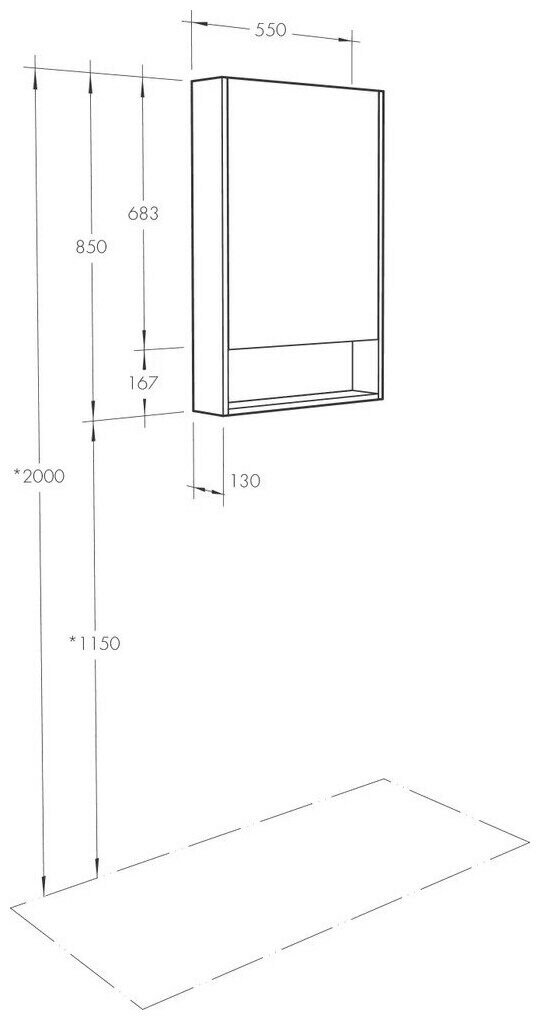 Шкаф с зеркалом Акватон Сканди 55 Белый (1A252102SD010) - фотография № 3