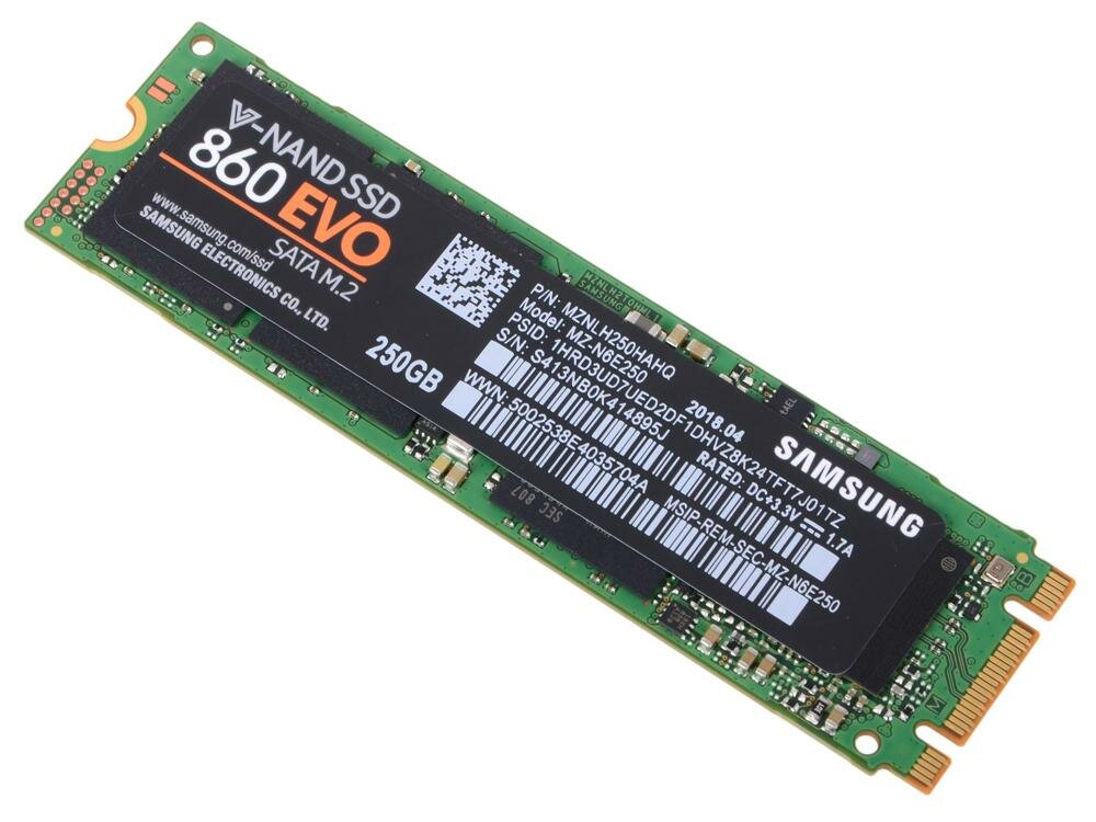   SSD M.2 250GB Samsung 860 EVO (R550/W520Mb/s, V-NAND 3-bit MLC, MJX, SATA 6Gb/s, 2280) (MZ-N6E250BW)