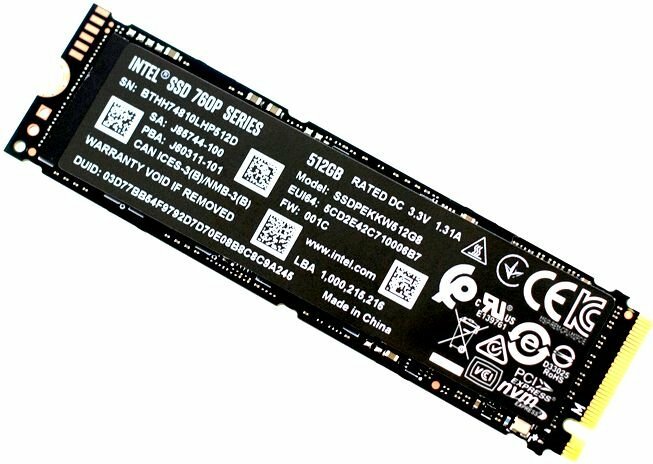 Твердотельный накопитель 512Gb SSD Intel 760p Series (SSDPEKKW512G8XT)