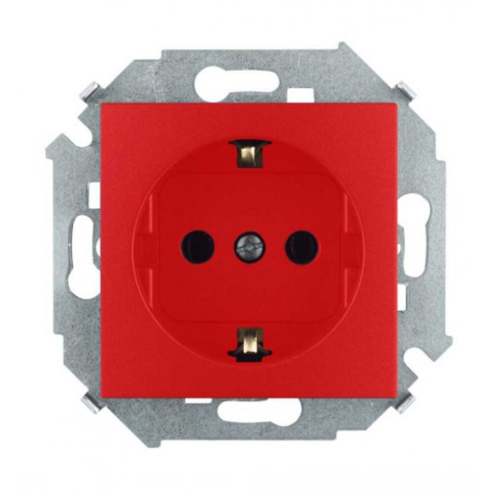 фото Simon Розетка 2P+E Schuko, 16А, 250В, винтовой зажим, красный 20 1591432-037