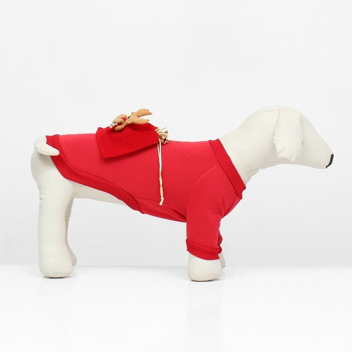 Кофта новогодняя для животных "Подарок", размер XL (ДС 40, ОГ 50 см), красный - фотография № 2