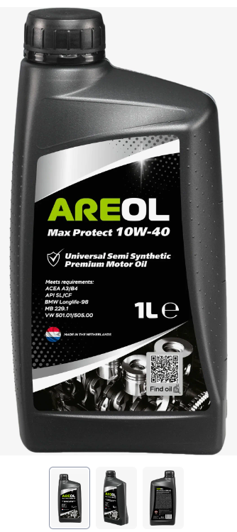 Полусинтетическое моторное масло Areol Max Protect 10W-40, 1 л, 1 шт.