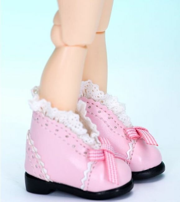 Fairyland Shoes LS-09 for LittleFee (Туфли с кружевами розовые для кукол ЛитлФи Фейриленд)