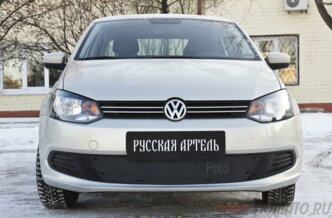Зимняя заглушка решетки переднего бампера для Volkswagen Polo V 2009+ | шагрень