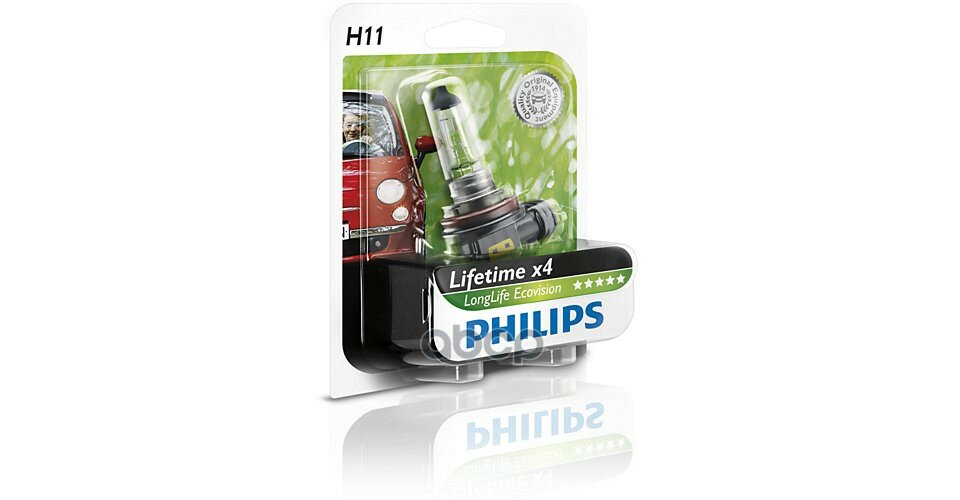   H11 Longlife Ecovision 12v 55w Philips . 12362LLECOB1