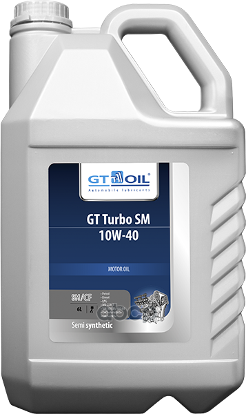 GT OIL Gt Oil^8809059407745 Масло Моторное Gt Turbo Sm, Sae 10w40, Api Sm,Sn/Cf, 6 Л