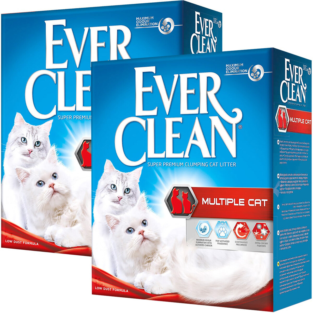 фото EVER CLEAN MULTIPLE CAT наполнитель комкующийся для туалета кошек с ароматизатором красная полоска (6 + 6 л)