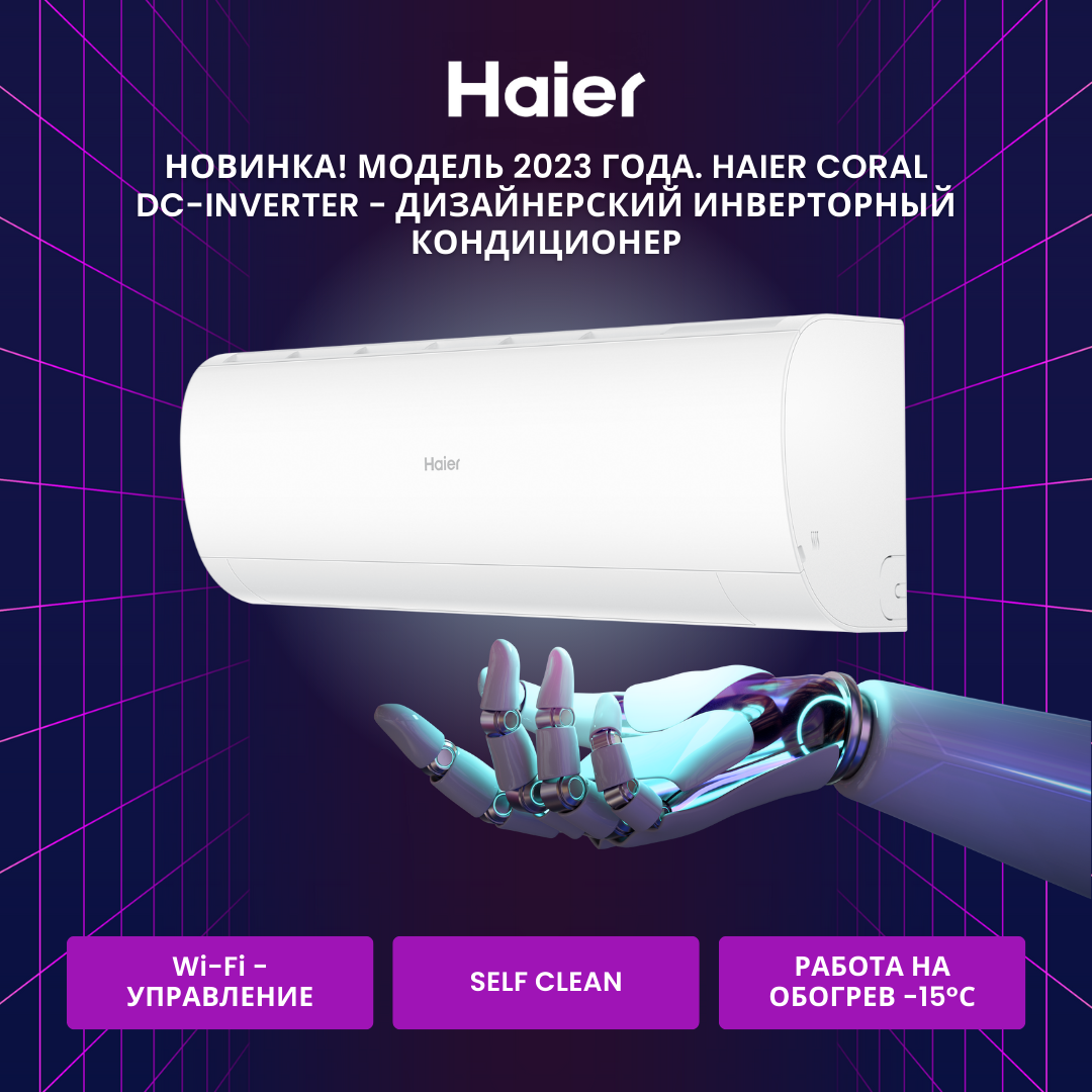 кондиционер настенная сплит-система Haier (Хайер) AS25HPL1HRA / 1U25HPL1FRA - фотография № 1