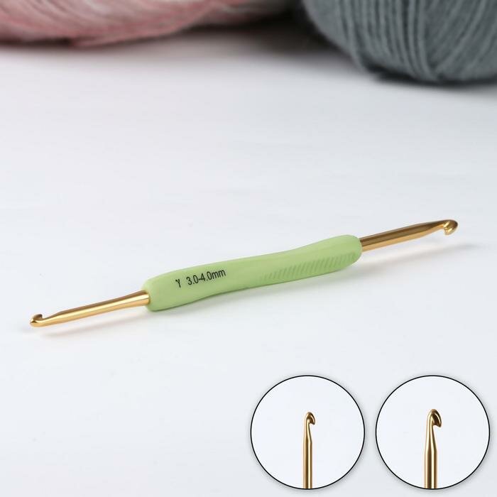 Gamma Крючок для вязания, двусторонний, с прорезиненной ручкой, d = 3/4 мм, 13,5 см