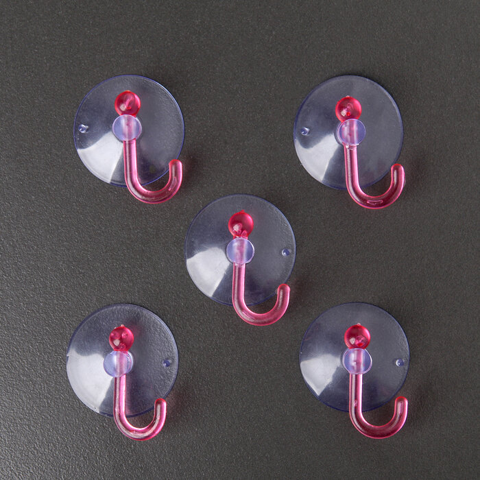 Набор крючков на вакуумной присоске Доляна «Цветной крючок», 5 шт, цвет микс - фотография № 1