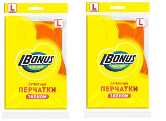 Перчатки Bonus латекcные эконом L, 2 уп