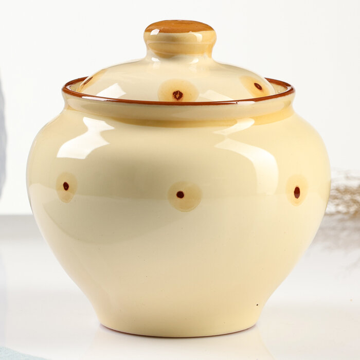 фото Псковский гончар Горшок для запекания "Русский" 0,7л / 14х14см, карамель