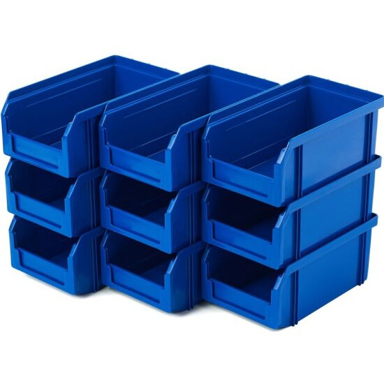 Пластиковый ящик стелла-техник V-1-К9-синий, 172х102х75мм, комплект 9 штук