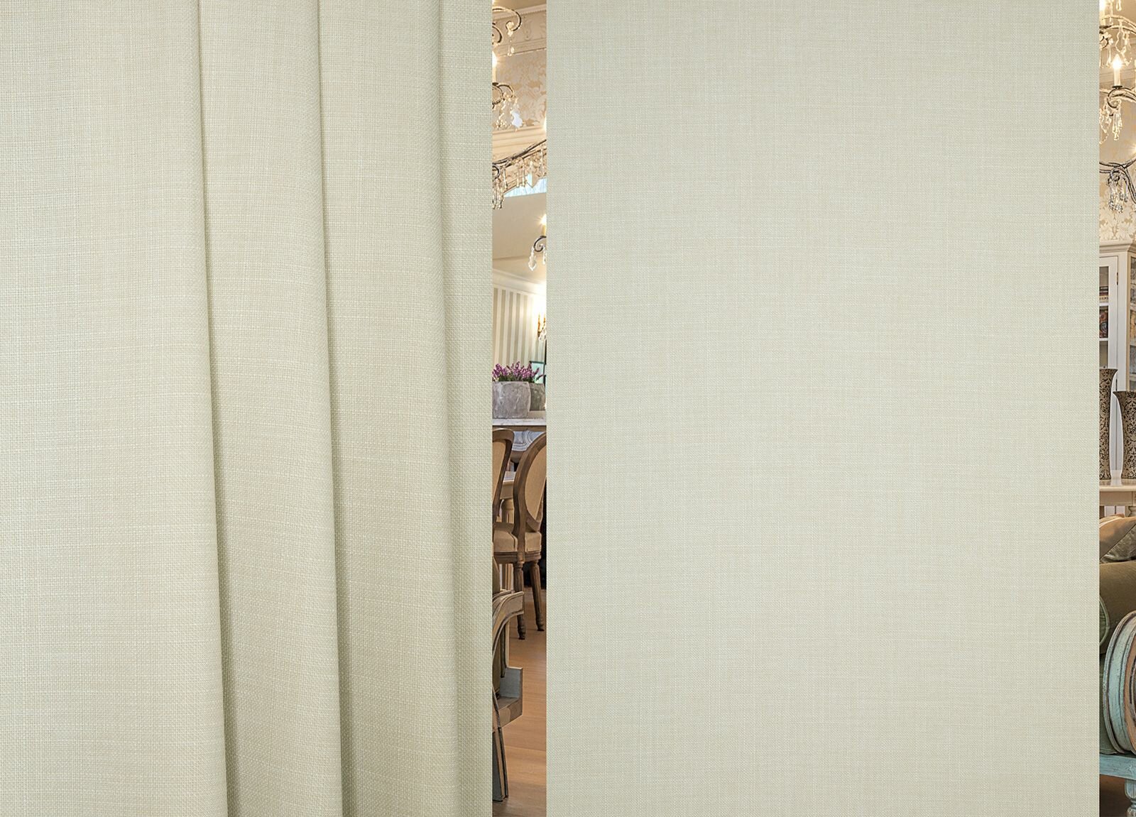 фото Ткань портьерная лен однотонный 119875 молочный 280 см
