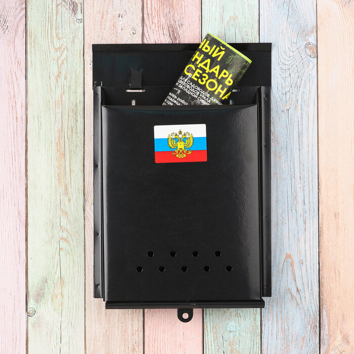 Ящик почтовый без замка (с петлёй), вертикальный, «Почта», чёрный - фотография № 1
