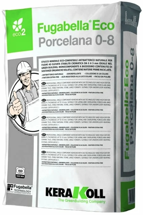 KERAKOLL Fugabella Eco Porcelana 0-8 затирка влагастойкая для плитки, мозаики №46 Avorio (2кг)