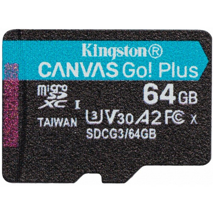 Kingston Micro SecureDigital 64Gb Canvas Go Plus UHS-I U3 A2 170 70 MB s SDCG3 64GBSP