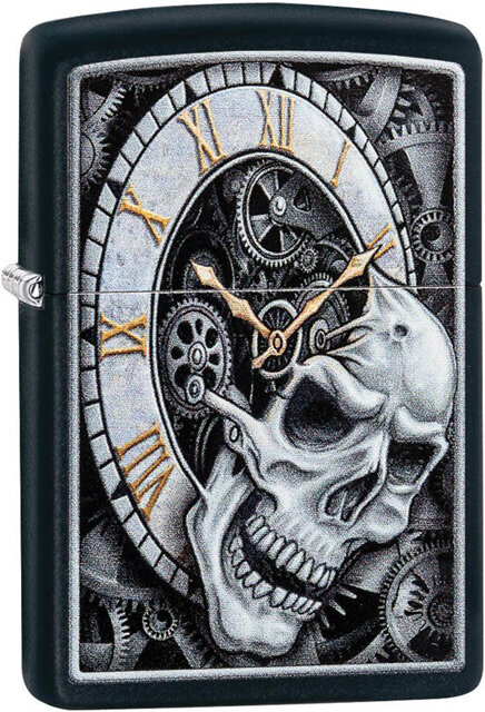 Зажигалка Zippo 29854 Skull Clock Design Black Matte