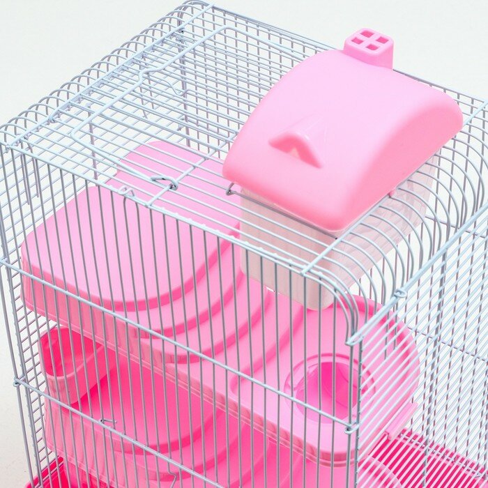 Пижон Клетка для мелких грызунов "Пижон", с наполнением, 27 х 21 х 45 см, розовая - фотография № 6