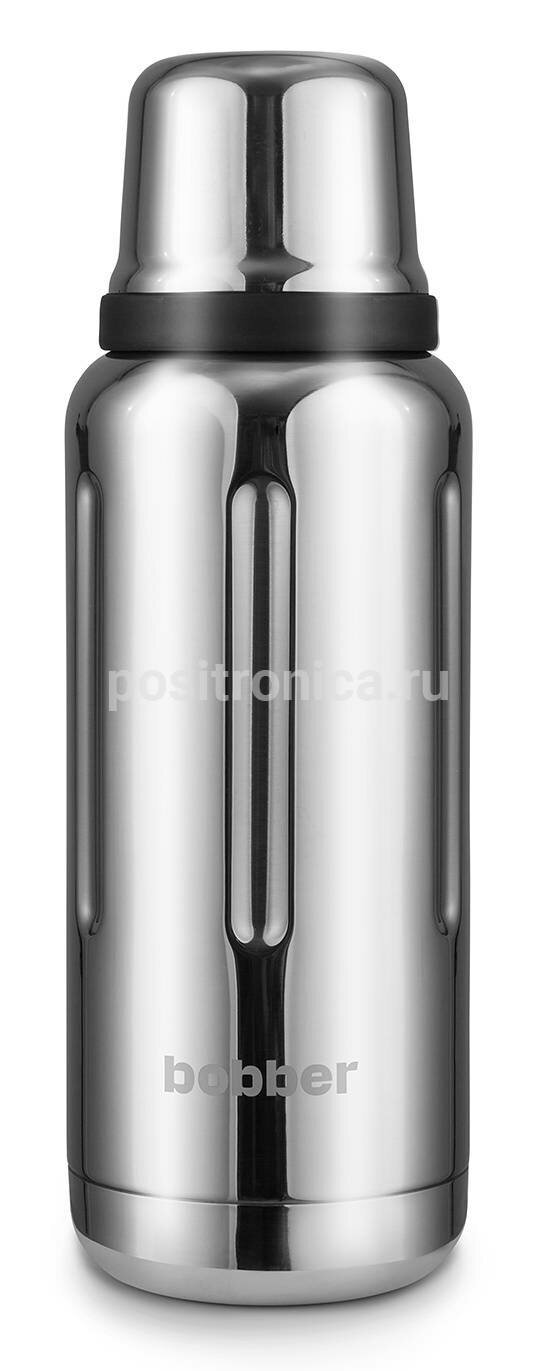 Термос Bobber Flask-1000, 1л, серебристый/черный (FLASK-1000/GLOSSY)