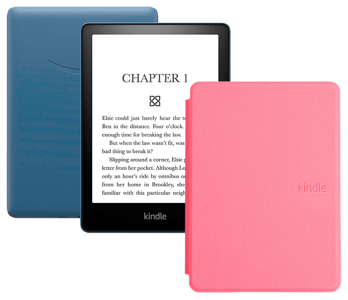 Электронная книга Amazon Kindle PaperWhite 2021 16Gb black Ad-Supported Denim с обложкой ReaderONE PaperWhite 2021 Pink