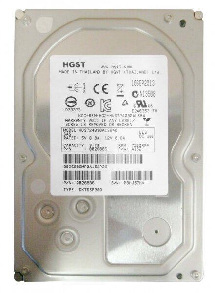Жесткий диск Hitachi HUS724030ALS640 3Tb 7200 SAS 3,5" HDD