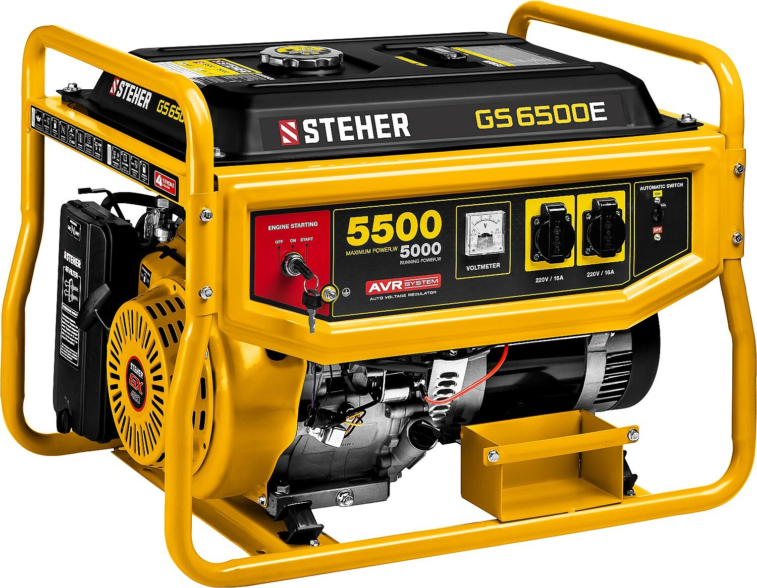STEHER 5500 Вт, бензиновый генератор с электростартером (GS-6500E) - фотография № 1