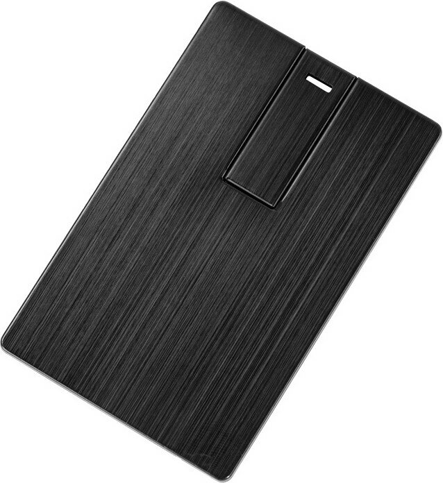 Флеш-карта USB 2.0 16 Gb в виде металлической карты Card Metal, черный