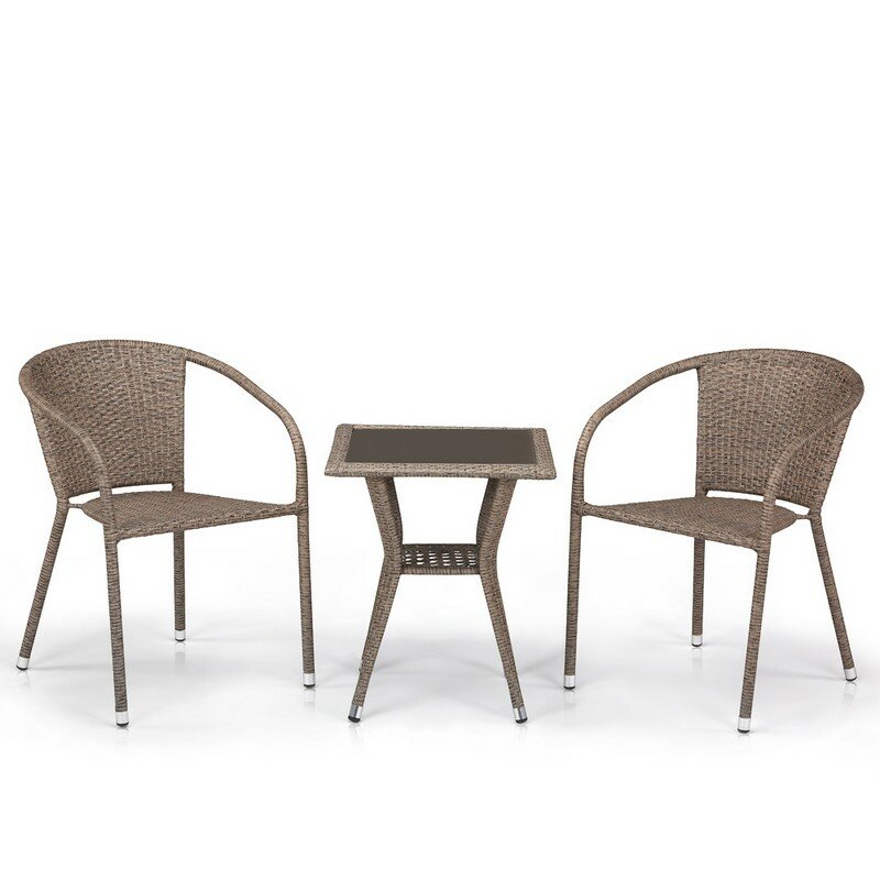 Комплект плетеной мебели Афина T25B/Y137C-W56 Light brown