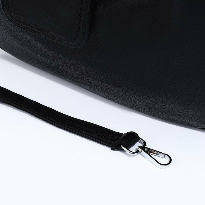 Сумка-мешок на молнии, наружный карман, длинный ремень, цвет чёрный - фотография № 6