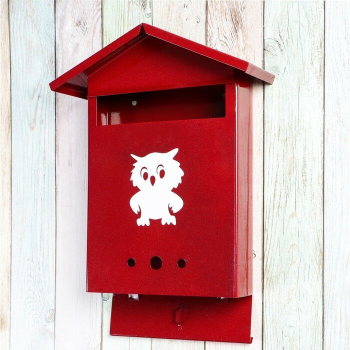 Ящик почтовый с замком, вертикальный, «Домик», вишнёвый (1шт) - фотография № 3