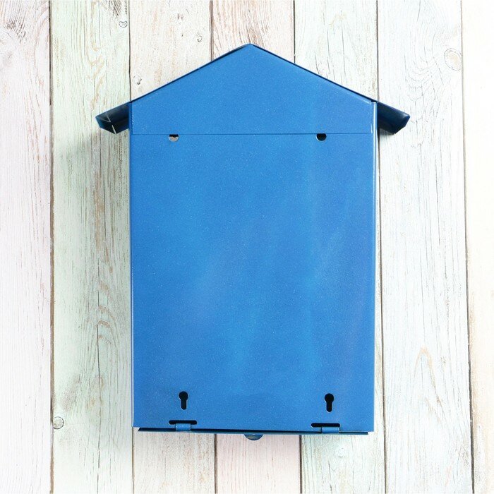 Ящик почтовый без замка (с петлёй), вертикальный, "Домик", синий - фотография № 4