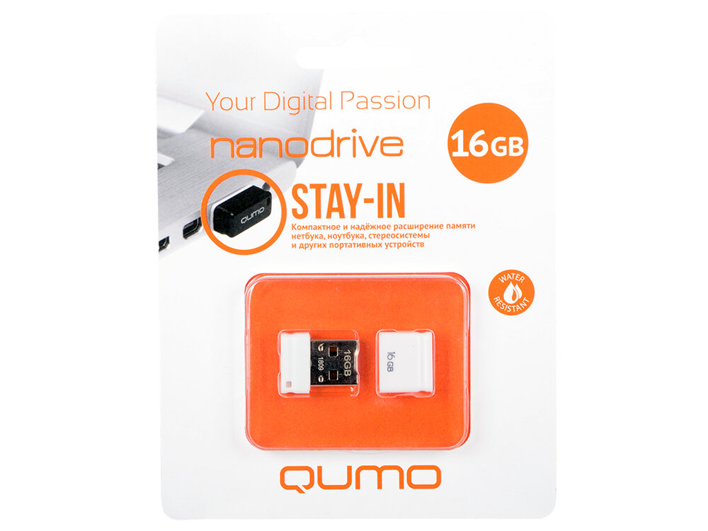 Флешка USB 16Gb QUMO NanoDrive USB2.0 белый QM16GUD-NANO-W