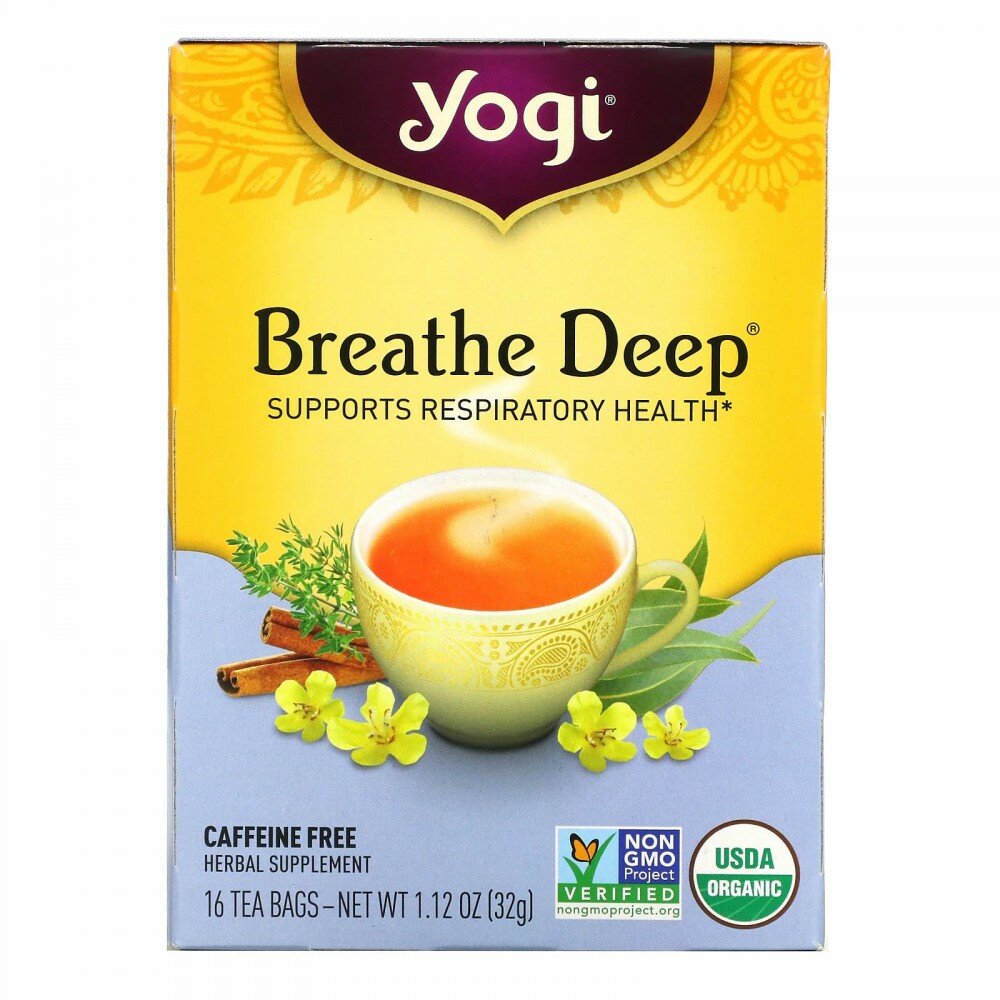 Yogi Tea, Breathe Deep, без кофеина, 16 чайных пакетиков, 32 г (1,12 унции) - фотография № 1