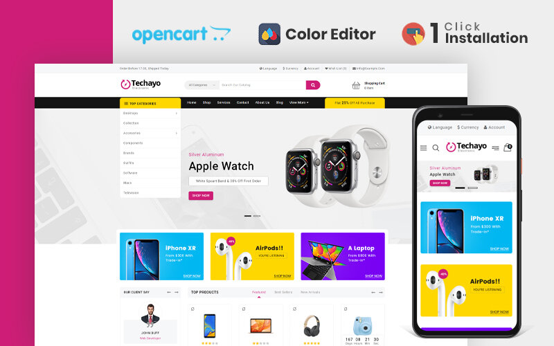 Шаблон OpenCart Techayo Electronics Store Шаблон OpenCart