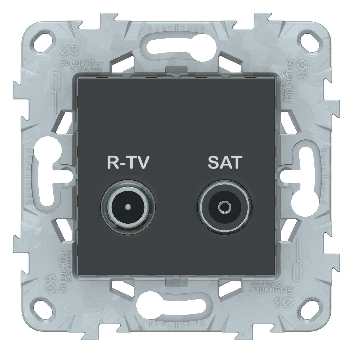 Розетка телевизионная R/TV/SAT Unica NEW антрацит одиночная механизм встроенный монтаж (Schneider Electric), арт. NU545454