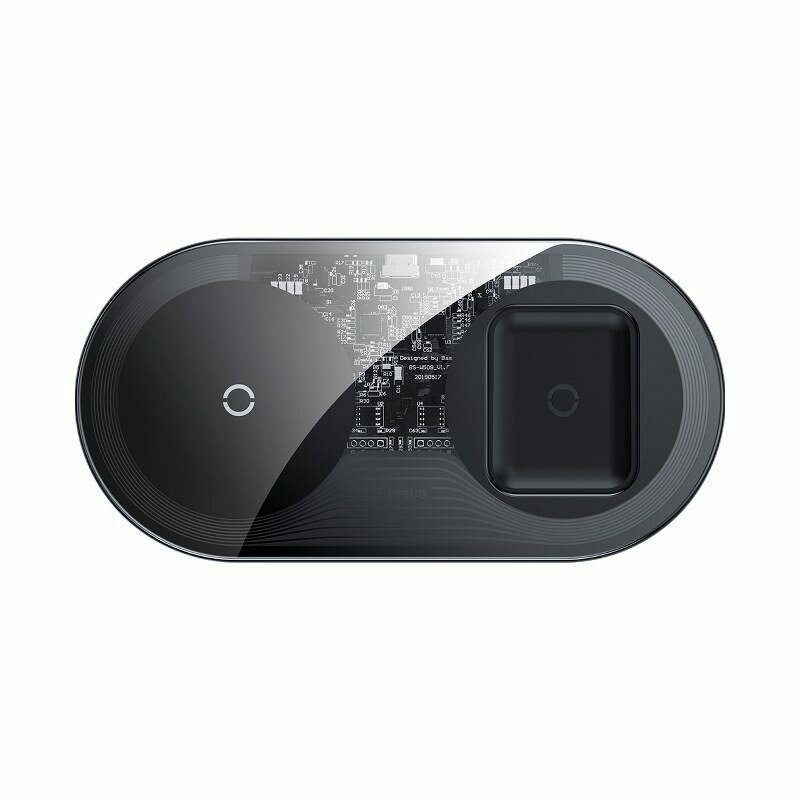 Беспроводное зарядное устройство для airpods iphone Baseus Simple 2in1 WXJK-01 (чёрный)