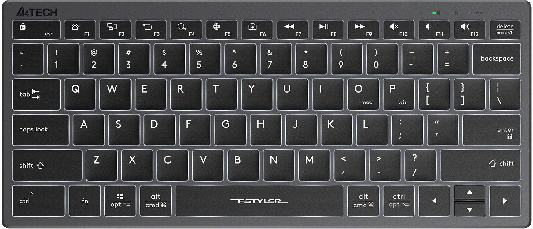 Клавиатура A4Tech Fstyler FX61 серый/белый (fx61 grey) - фото №1