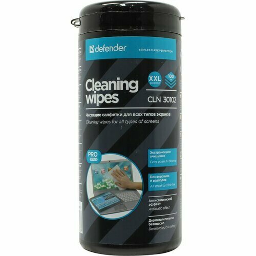 Defender Cleaning Wipes CLN 30102 влажные салфетки 100 шт. для экрана для оргтехники