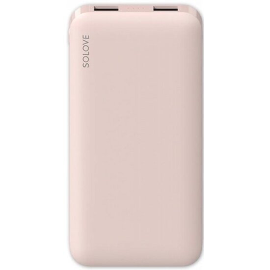 Внешний аккумулятор XIAOMI Power Bank (Mi) SOLOVE 10000mAh Type-C с 2xUSB выходом, кожаный чехол (001M+ Pink), розовый