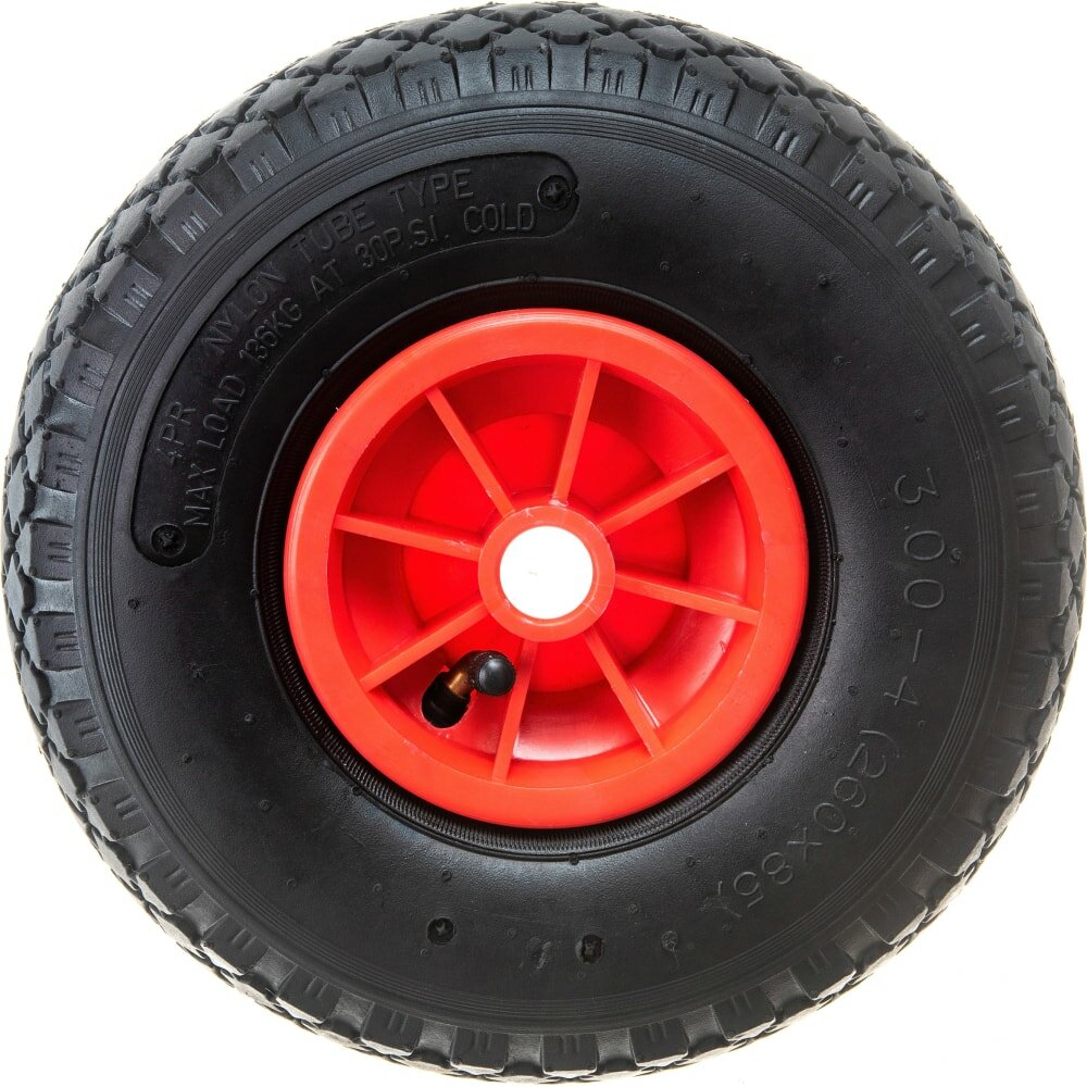 фото А5 Колесо для тачки / тележки пневматическое 3.00-4, диаметр 260 мм, ось 20 мм, втулка скольжения, PR 1805-20 1000368