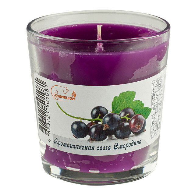 фото Свеча в стакане chameleon черная смородина 7,9х8,2см 30ч/г ароматизированная