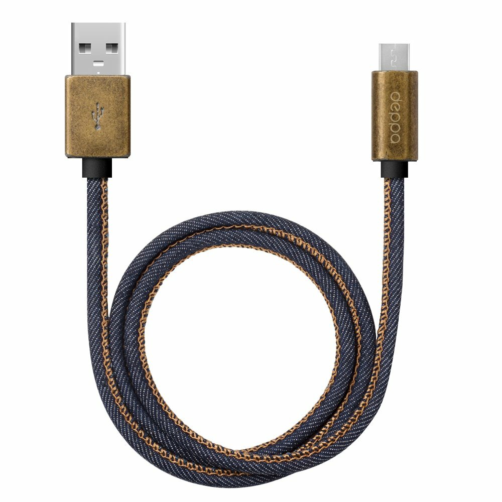 Кабель Deppa Jeans USB - micro USB медь/джинса 1.2м синий 72276