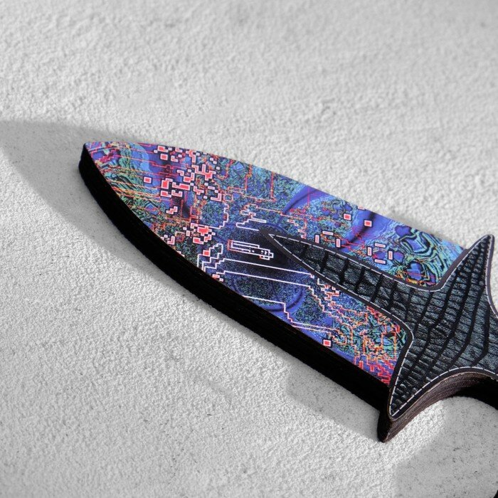Сувенир деревянный "Тычковый нож", малый, фиолетовый с узорами - фотография № 2