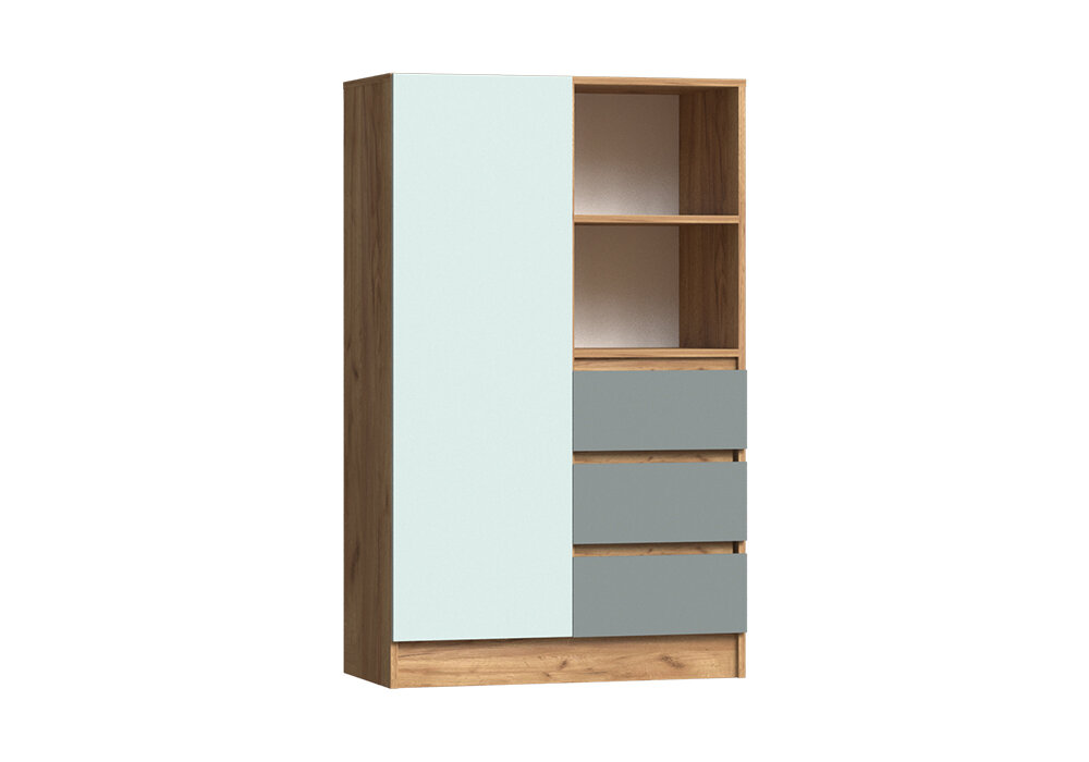 Шкаф МиФ Челси Color комбинированный мята / сумеречный голубой / дуб крафт 80.2x40x130 см