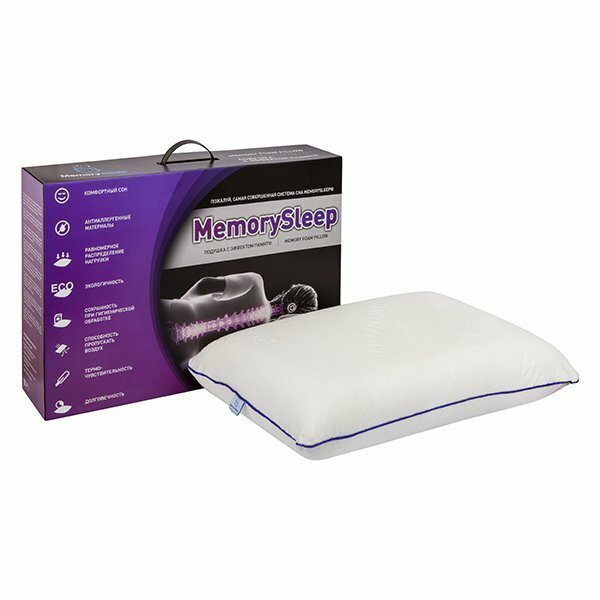 Ортопедическая подушка с эффектом памяти MemorySleep DOS, размер - 60х40х13 см, белый - фотография № 1